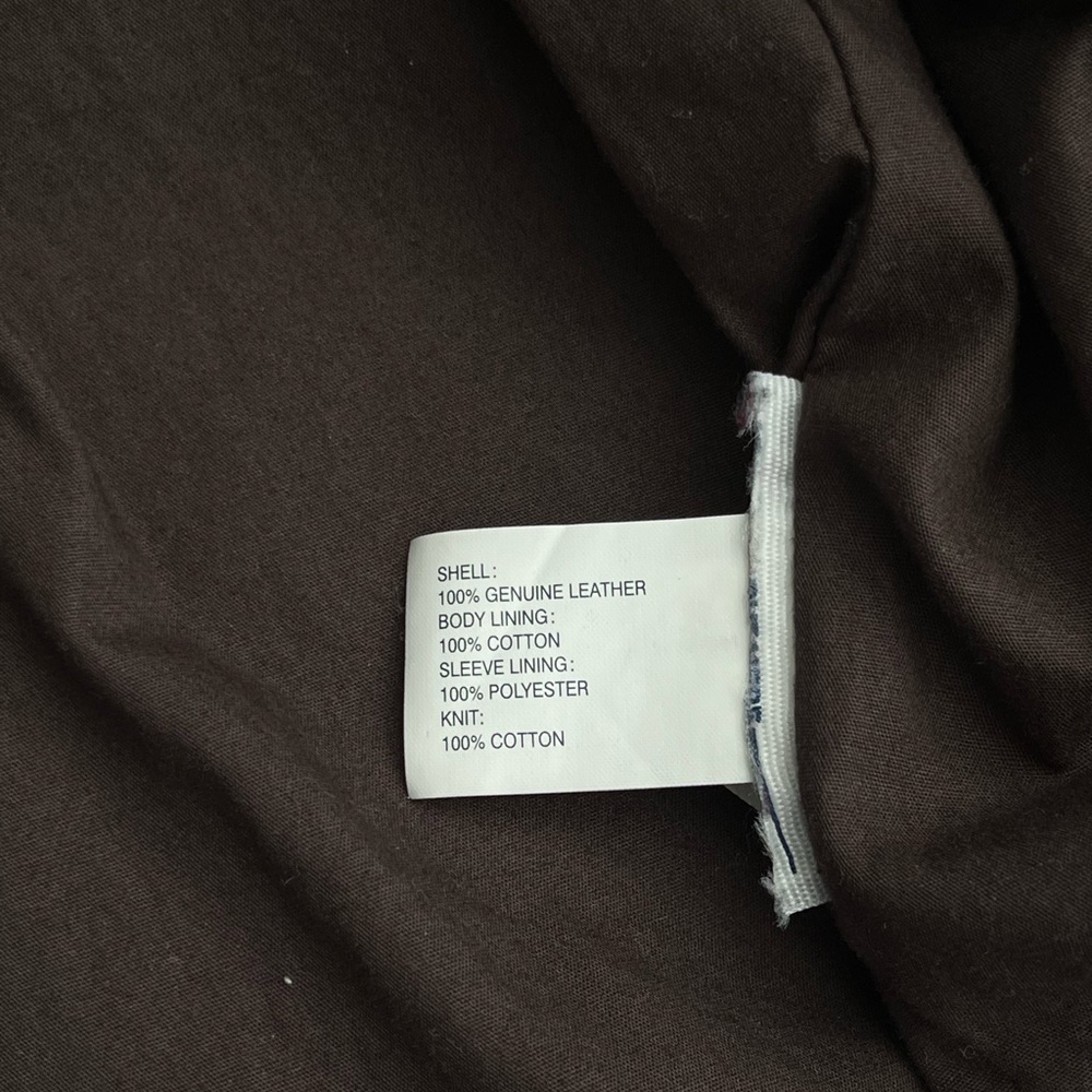 Gap men’s brown genuine leather bomber jacket with ribbed collar / L - Picture 11 of 11